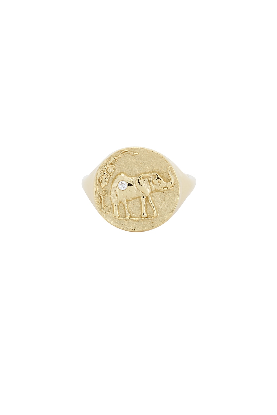 Image 1 of AZLEE Elefante Loyalty Coin Ring in 18k Yellow Gold & Diamond