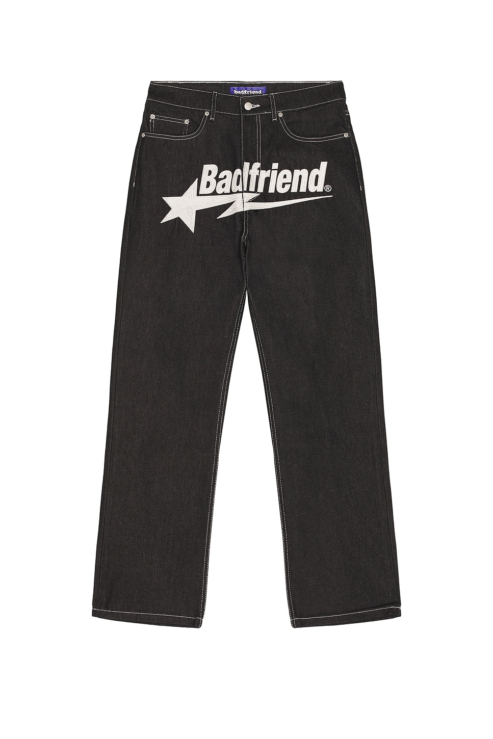 Image 1 of Badfriend Undone Denim Star Pant in Black & White