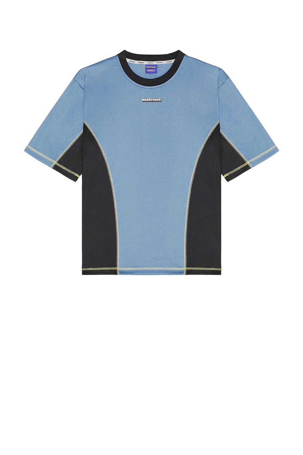 Image 1 of Badfriend Bar Logo Cover Stitch Jersey in Blue & Black