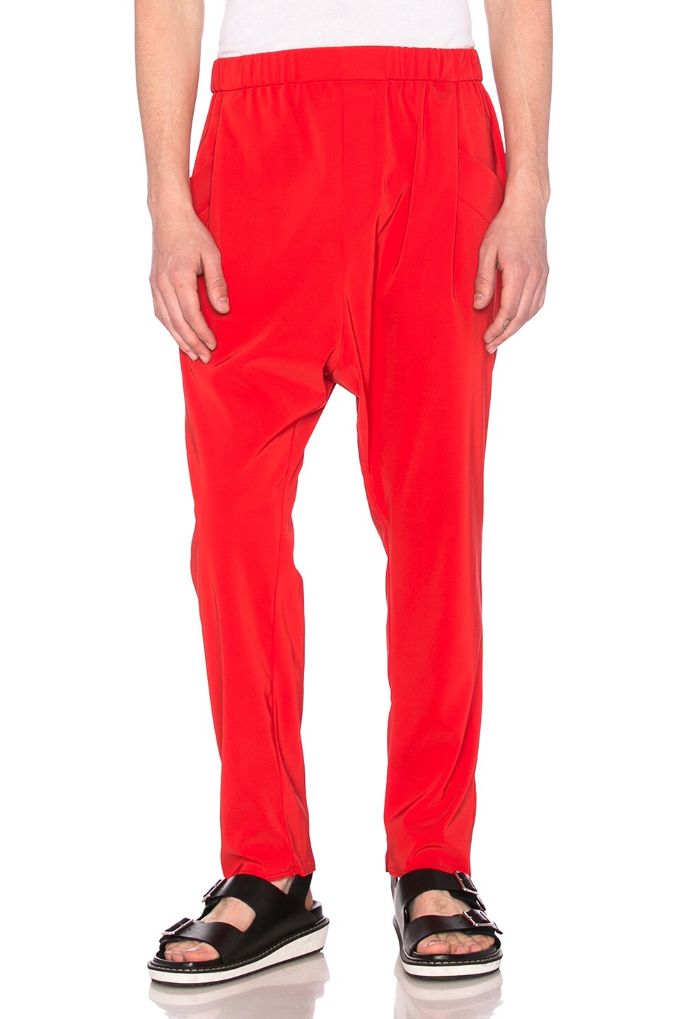 Image 1 of Baja East Satin Back Crepe Trousers in Fire Coral