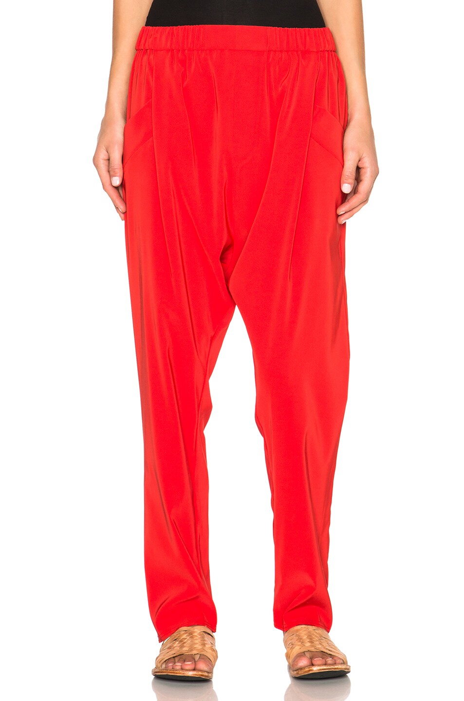Image 1 of Baja East Satin Back Crepe Trousers in Fire Coral
