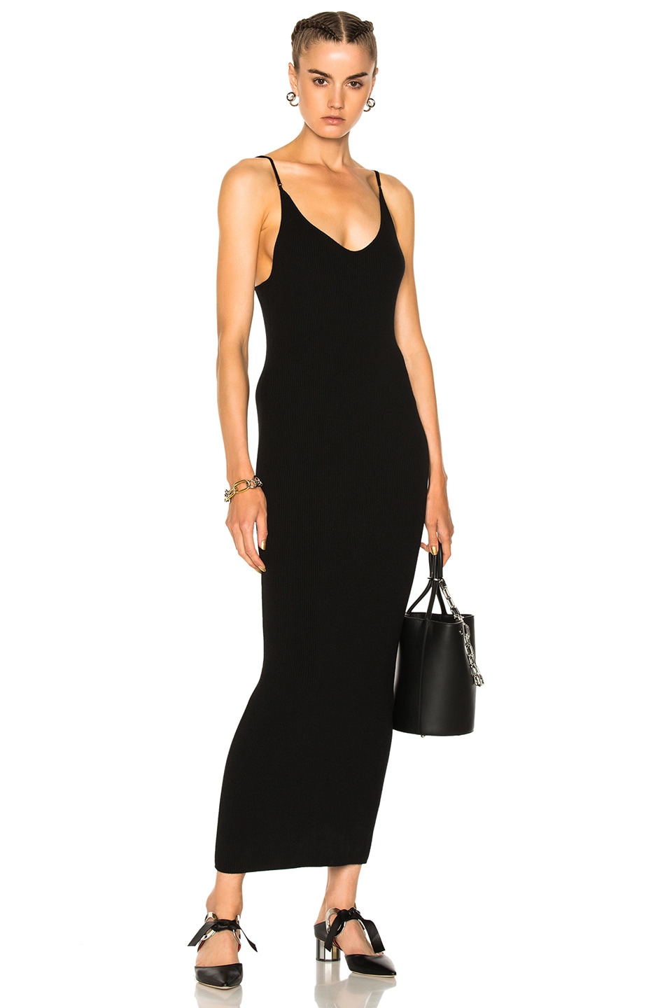 Image 1 of Baja East Ribbed Cashmere Midi Dress in Embassy