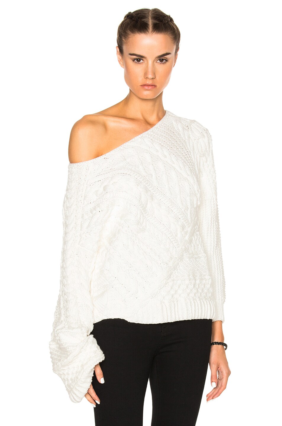 Image 1 of Baja East Cableknit Sweater in Pearl