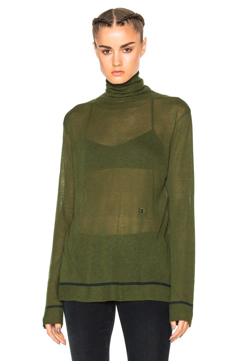 Image 1 of Baja East Viscose & Cashmere Sweater in Olive