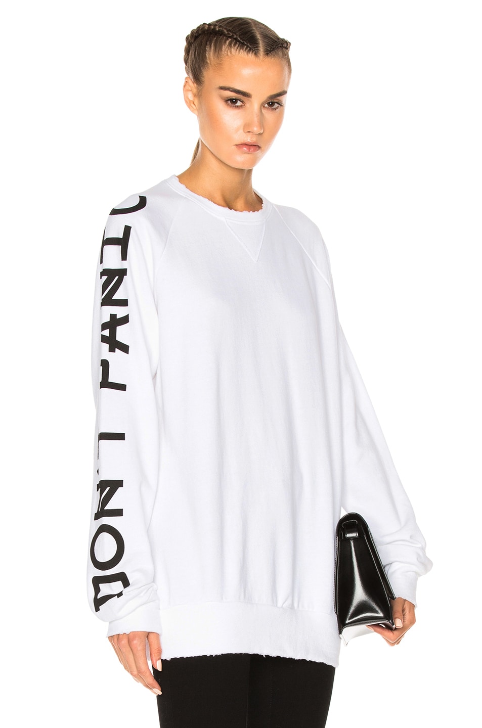 Image 1 of Baja East French Terry Graphic Sleeve Sweatshirt in Pearl