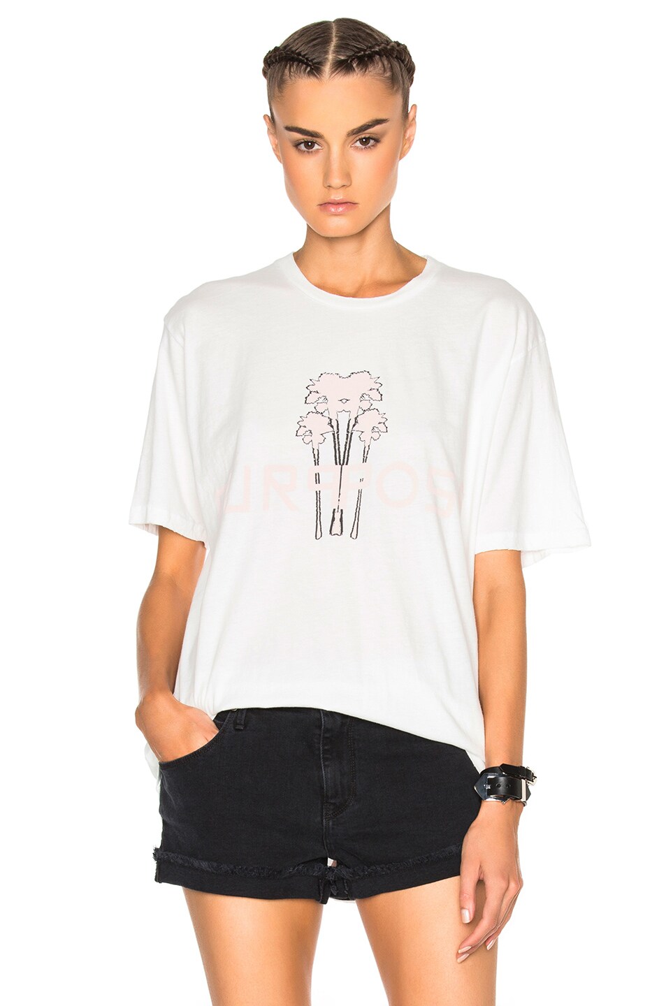 Image 1 of Baja East Justin Beiber Purpose Palm Thriving Tee in Light Pink