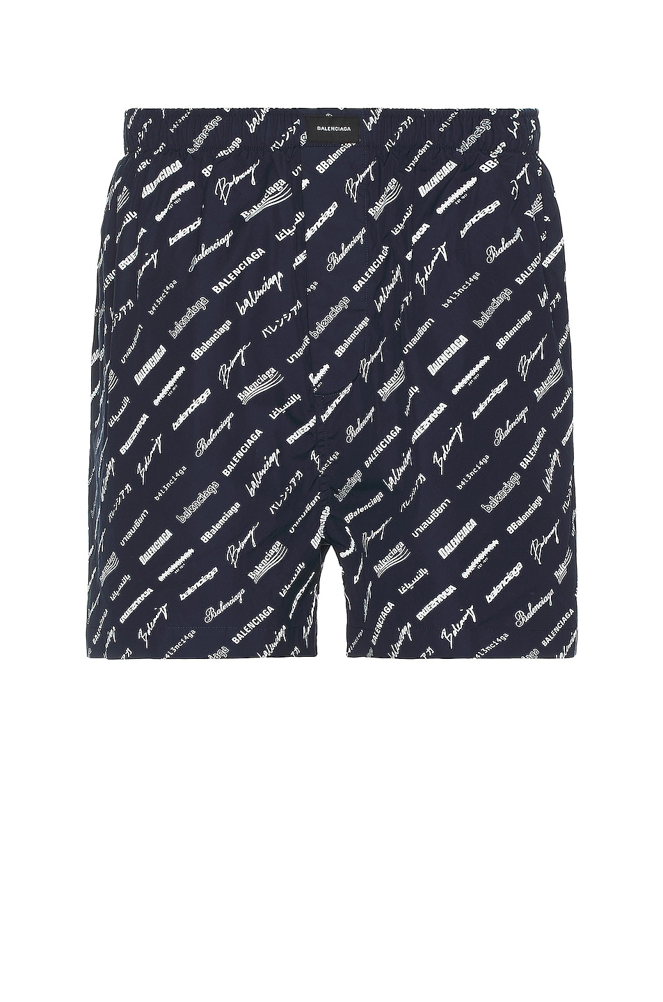 Image 1 of Balenciaga Logomania Pyjama Shorts in Marine & Dirty White