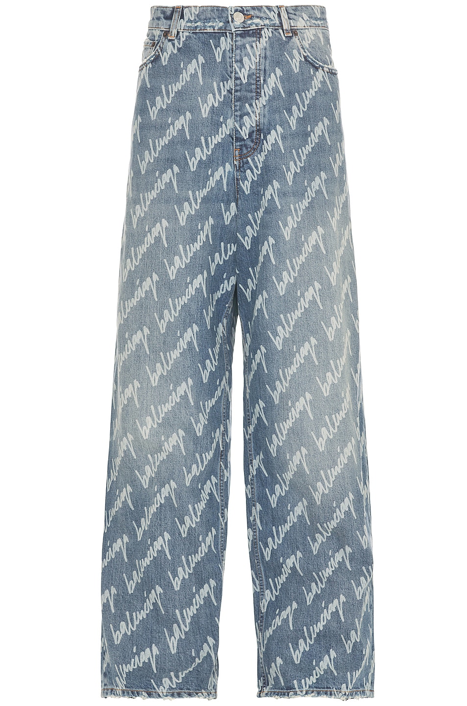 Image 1 of Balenciaga All Over Logo Large Fit Pants in Light Blue