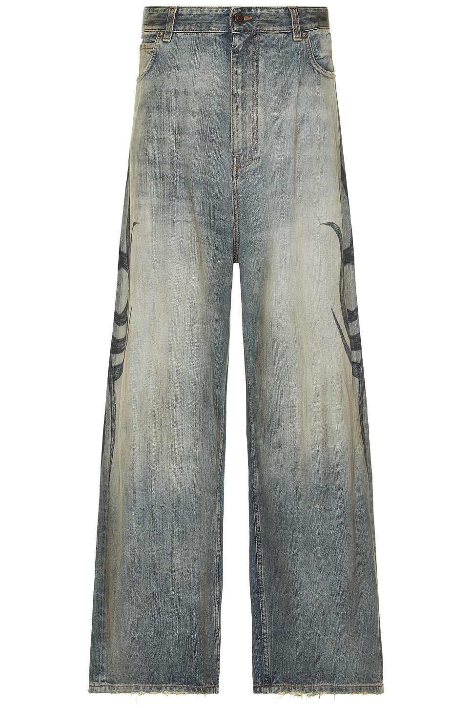 Balenciaga Stretched Knee Baggy Jeans In Stained