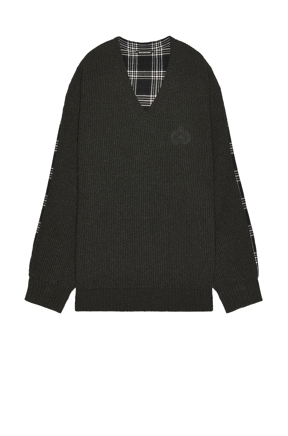 Image 1 of Balenciaga Hybrid V-Neck Shirt in Anthracite, Black, & White