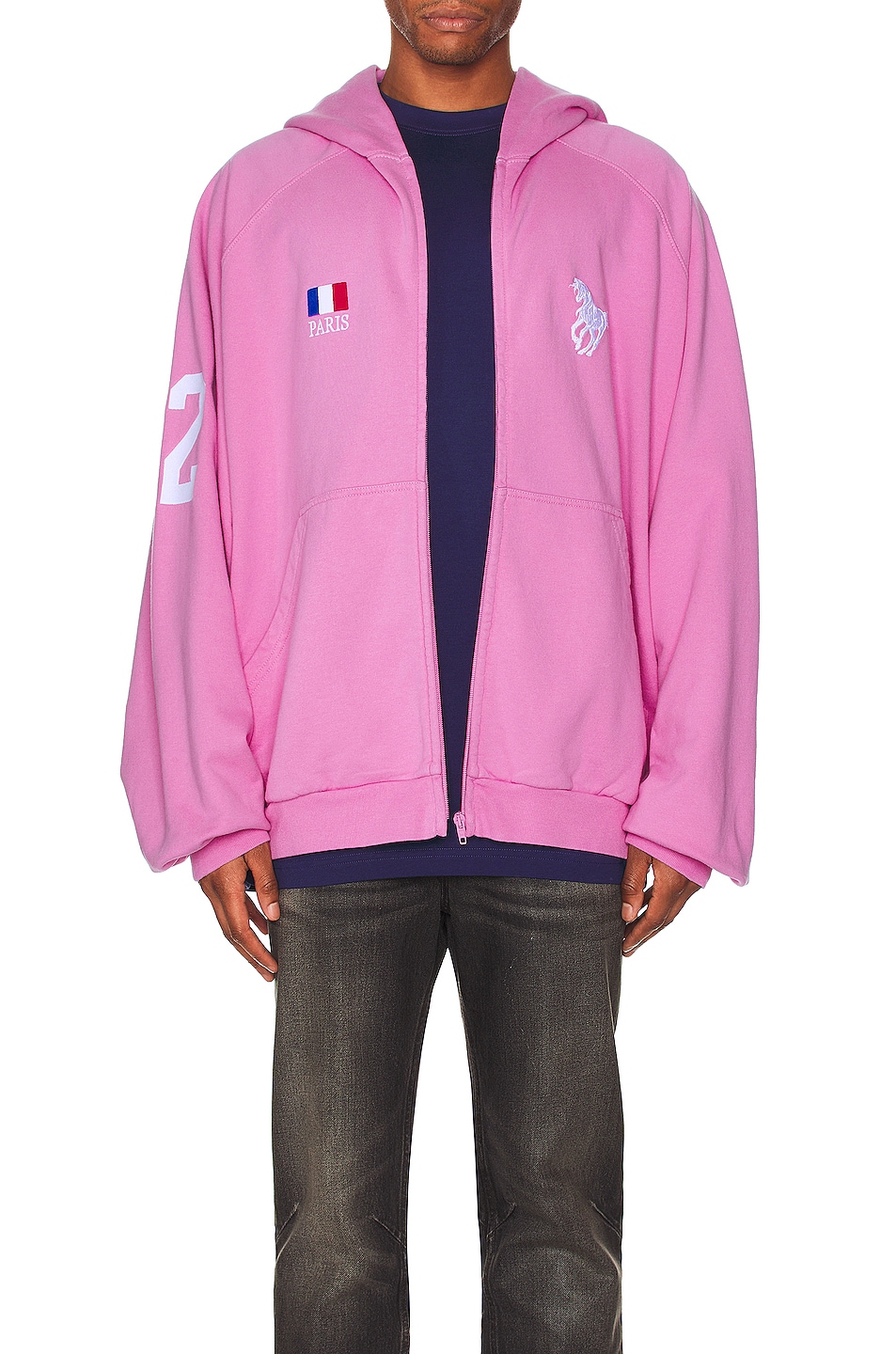 Balenciaga Polo Zip-Up Hoodie in Pink | FWRD