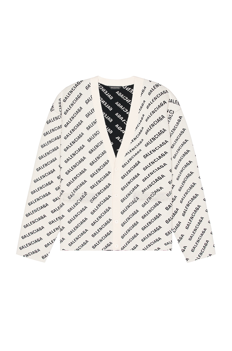 Image 1 of Balenciaga All Over Cardigan in Chalky White & Black