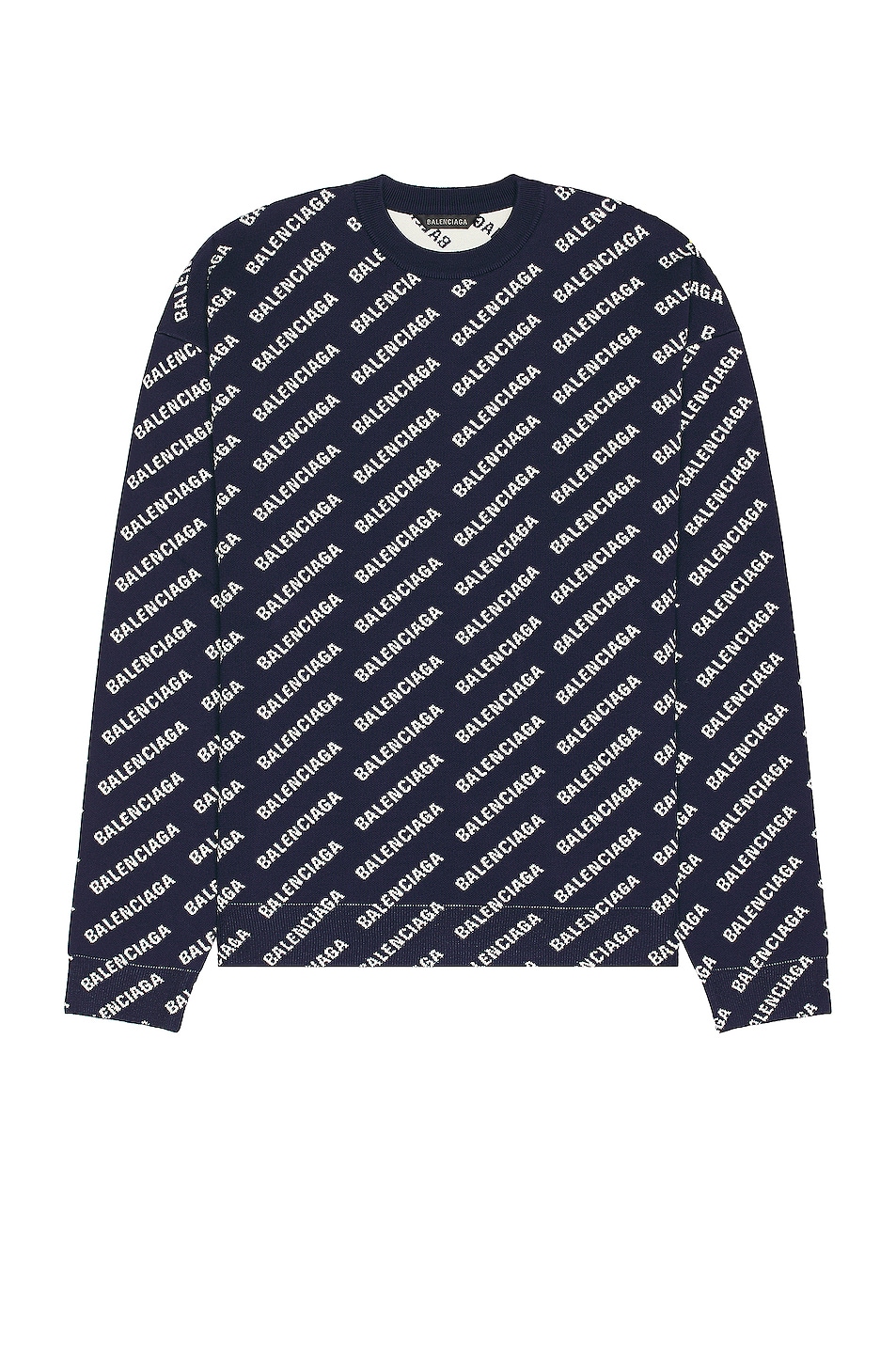 Image 1 of Balenciaga All Over Sweater in Navy & White