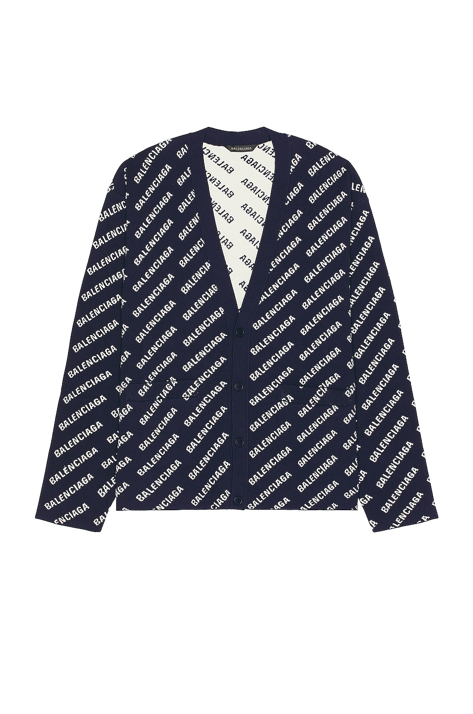 Image 1 of Balenciaga All Over Cardigan in Navy & White