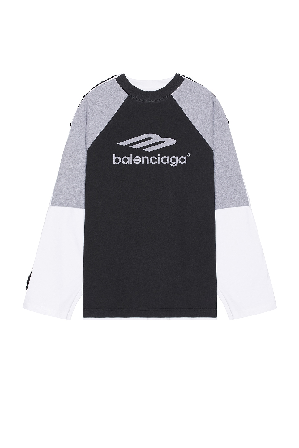 Shop Balenciaga Hybrid Large Sweater In Black  White  & Grey