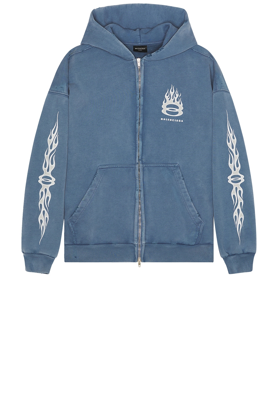 Image 1 of Balenciaga Zip-Up Hoodie in Washed Out Blue