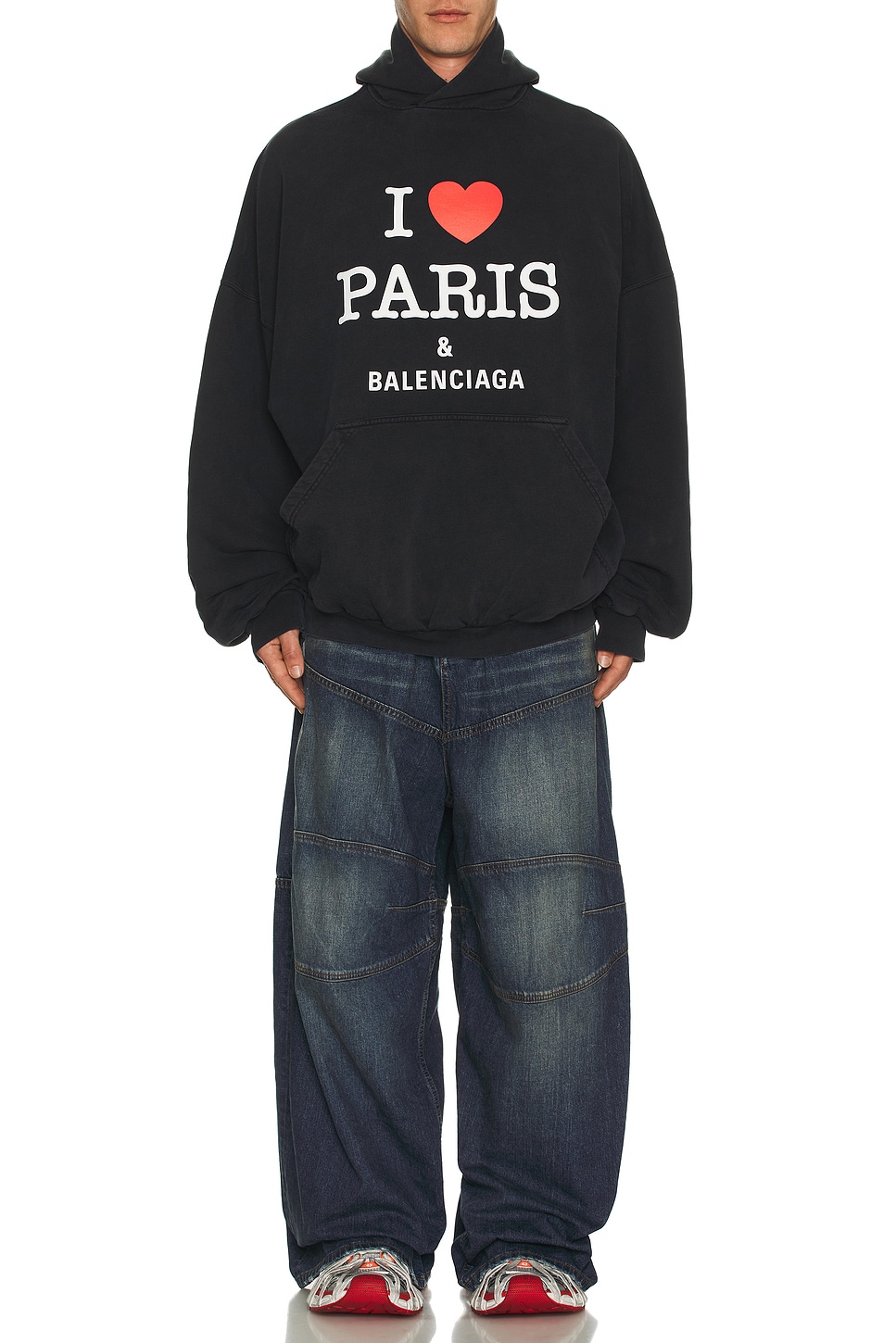 Image 1 of Balenciaga Large Fit Hoodie in Faded Washed Black