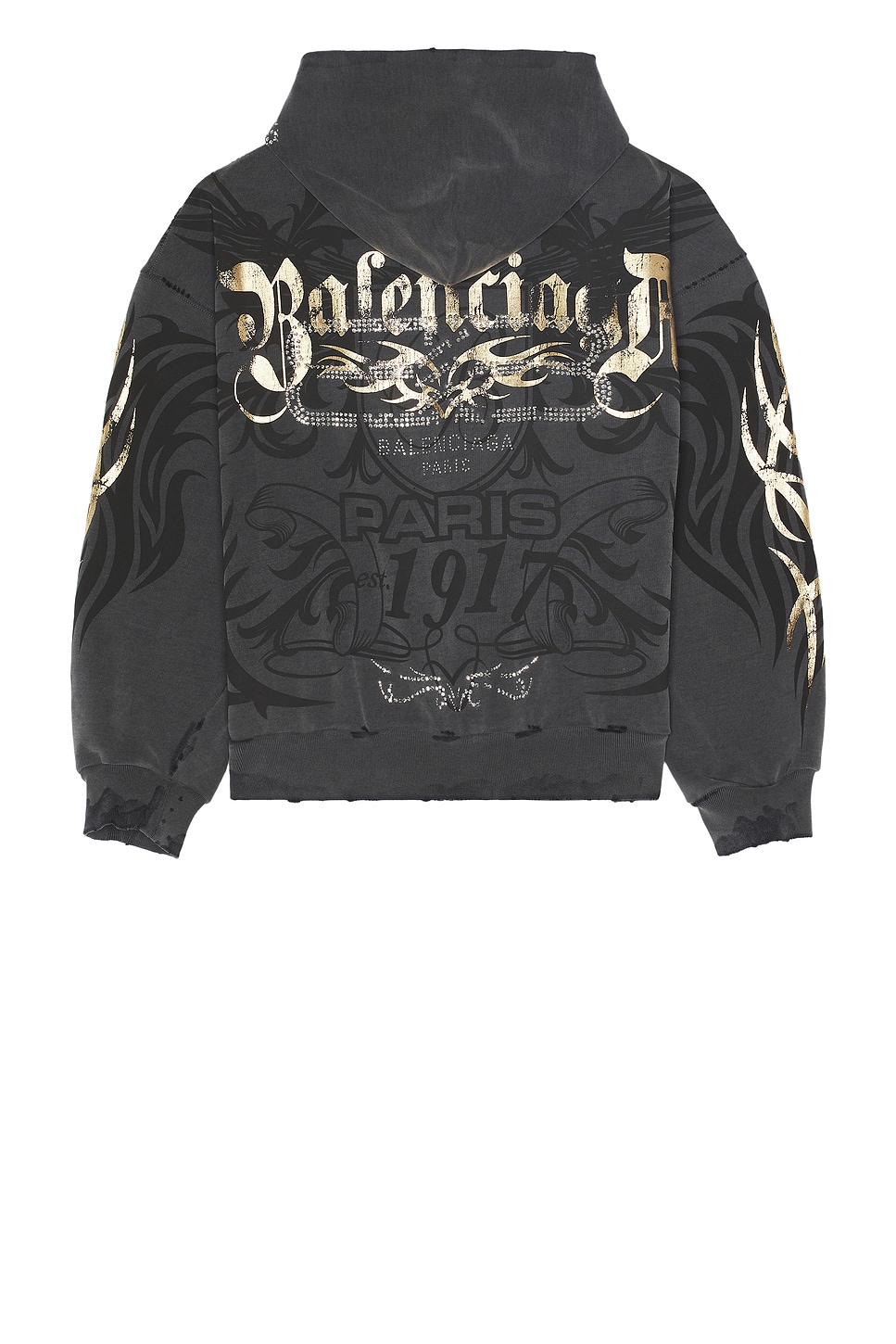 Balenciaga Zip-up Hoodie In Super Faded Wash Black | ModeSens