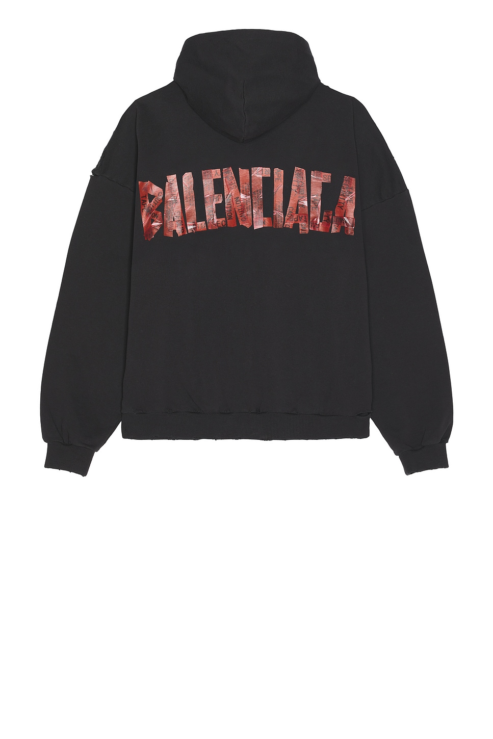 Image 1 of Balenciaga Large Zip-Up Hoodie in Faded Washed Black & Red