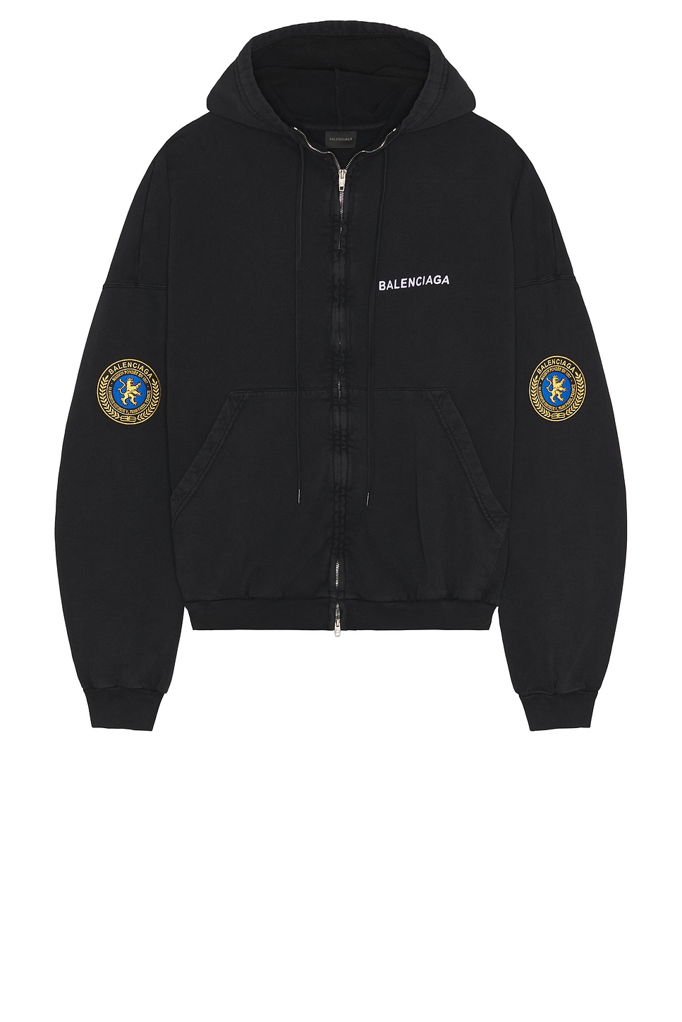 Image 1 of Balenciaga Large Zip Up Hoodie in Faded Washed Black