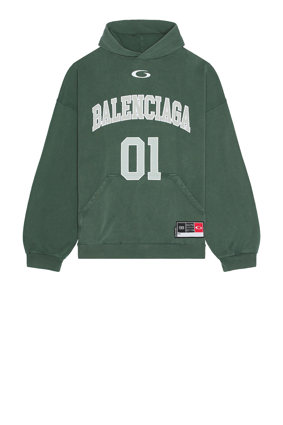 Image 1 of Balenciaga Large Fit Hoodie in Dark Green & Light Gry