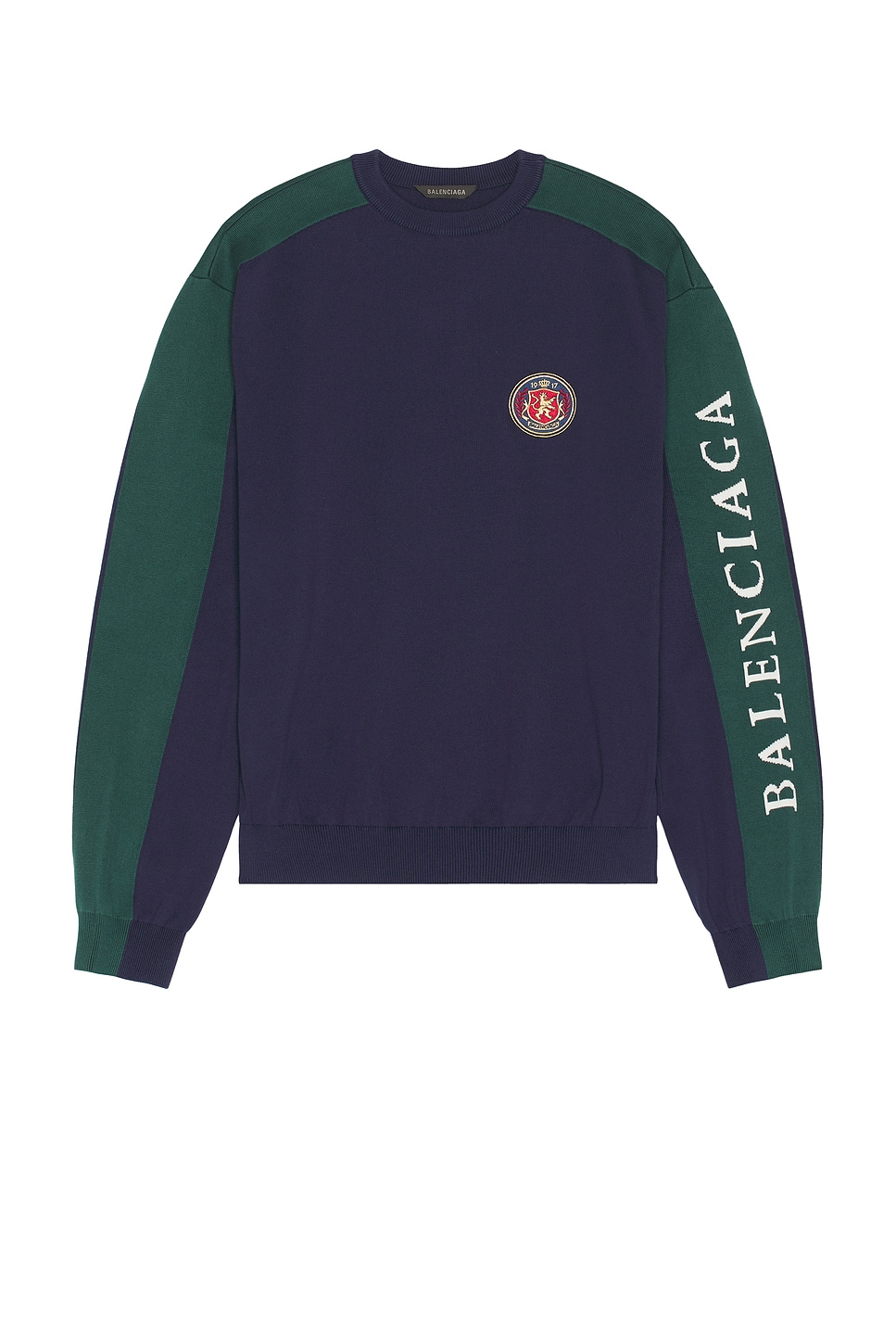 Image 1 of Balenciaga Stripe Sweater in Navy & Multicolor