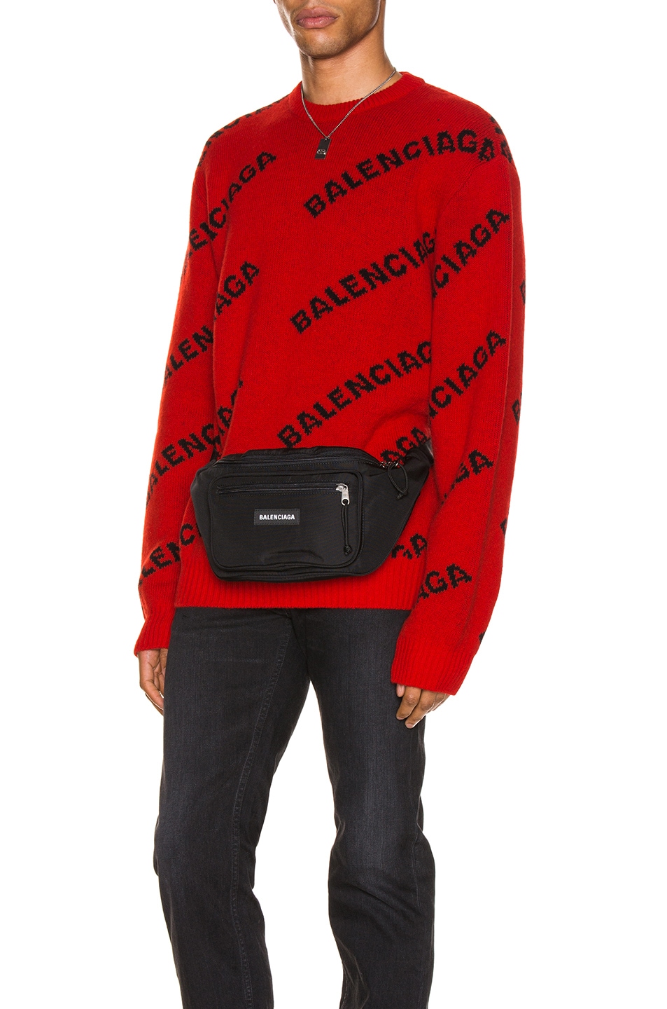 Image 1 of Balenciaga Long Sleeve Crewneck in Red & Black