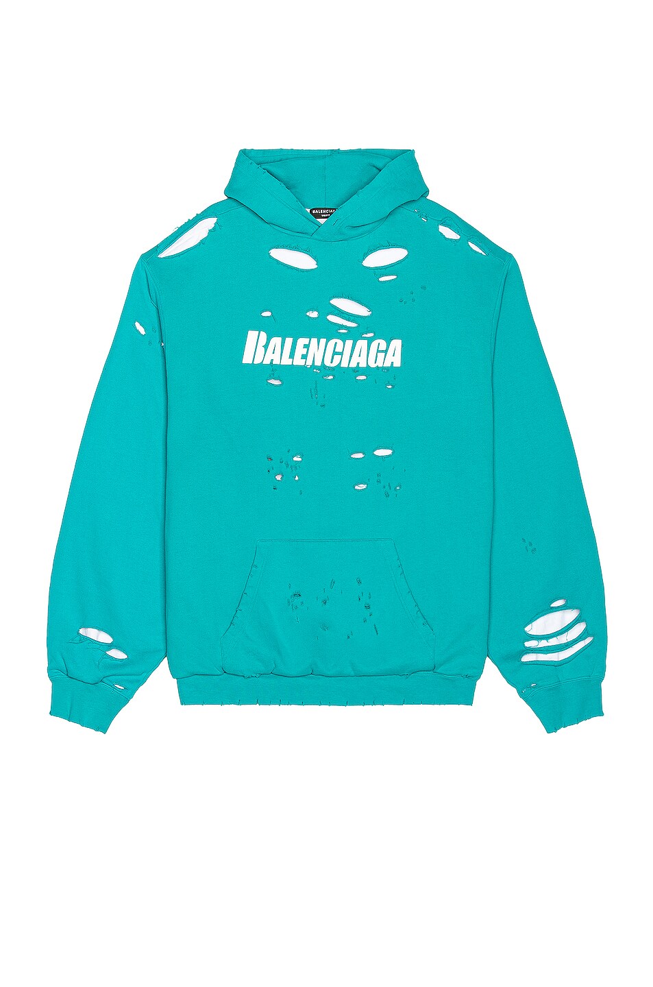 Image 1 of Balenciaga Destroyed Hoodie in Turquoise