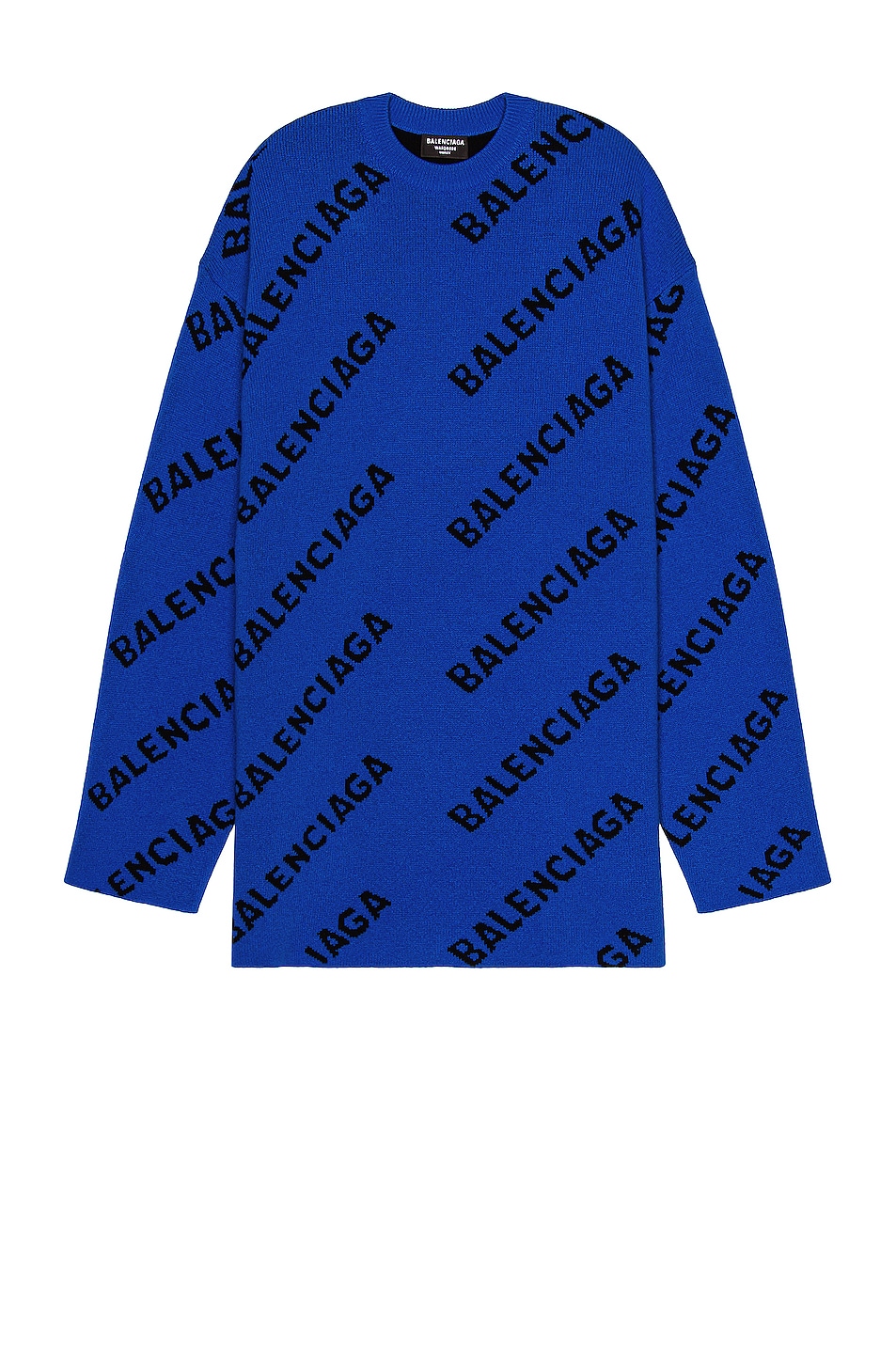 Image 1 of Balenciaga Long Sleeve Crewneck Sweater in Blue & Black