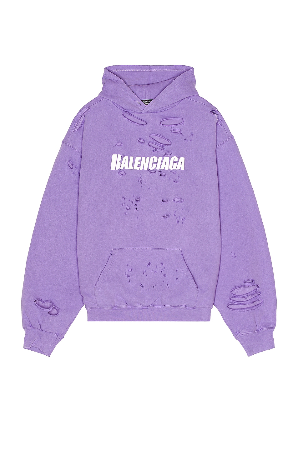 Image 1 of Balenciaga Destroyed Hoodie in Light Purple & White