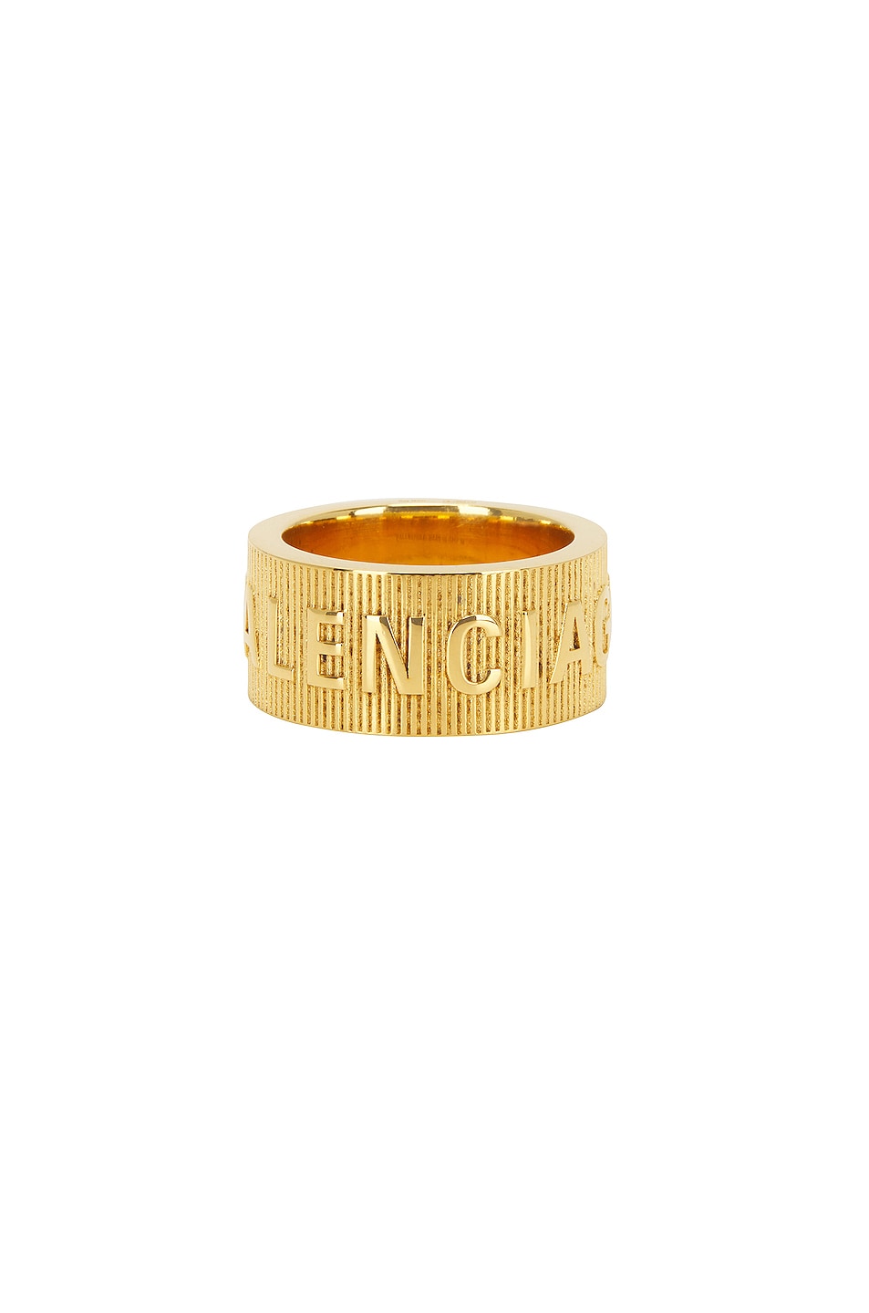 Image 1 of Balenciaga Logo Hoop Ring in Shiny Gold