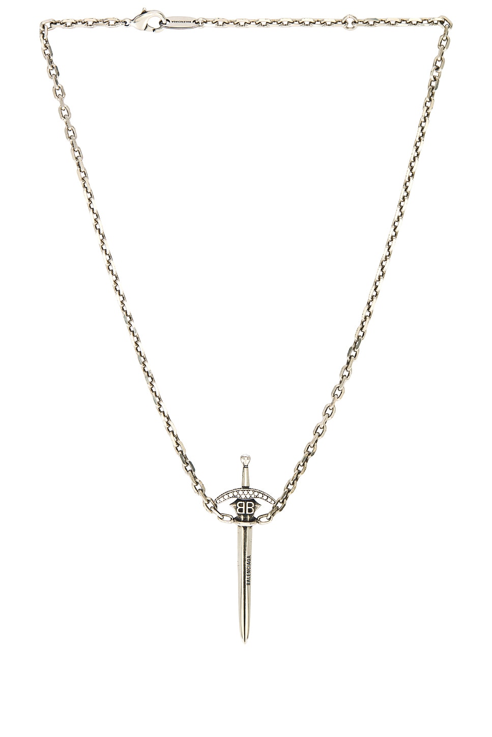 Image 1 of Balenciaga Goth Sword Necklace in Ant Silver & Crystal