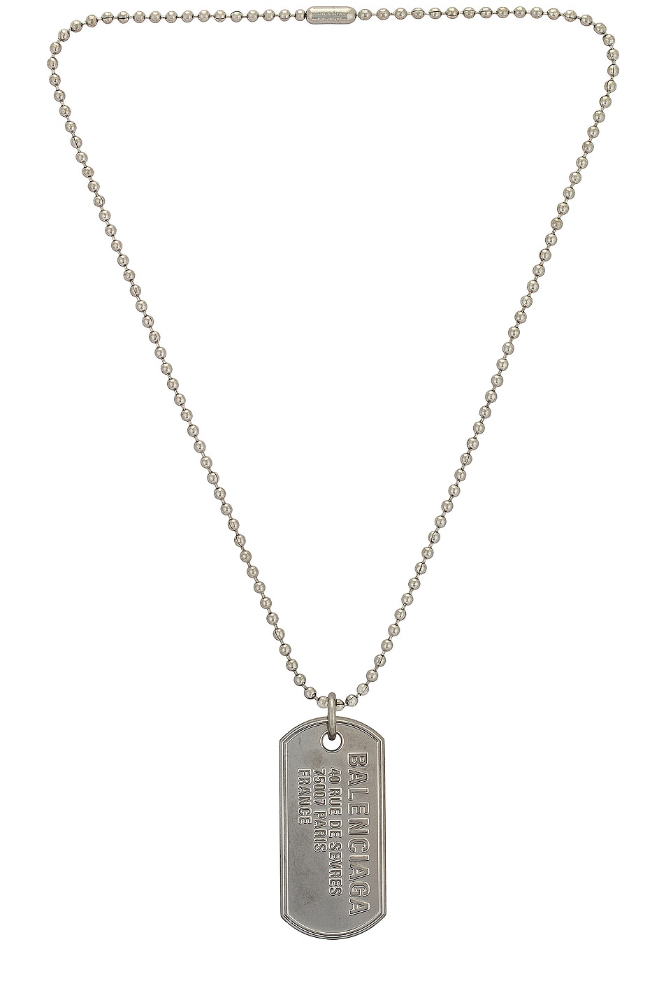 Image 1 of Balenciaga Punk Tag Necklace in Silver