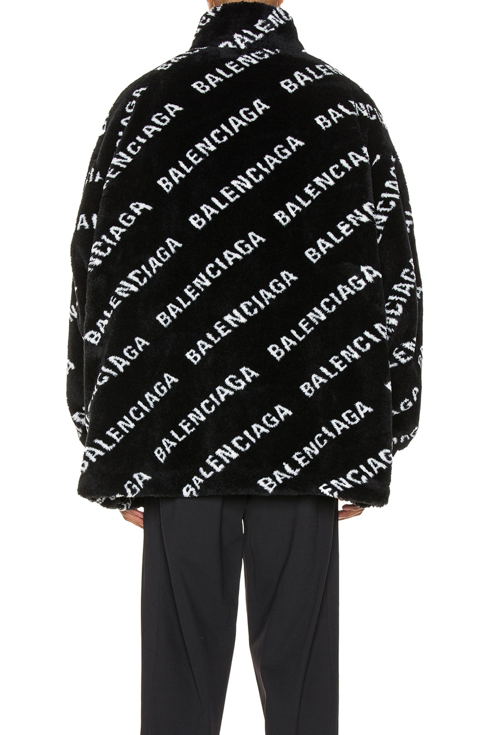 Balenciaga Faux Fur Zip-Up Jacket in Black & White | FWRD