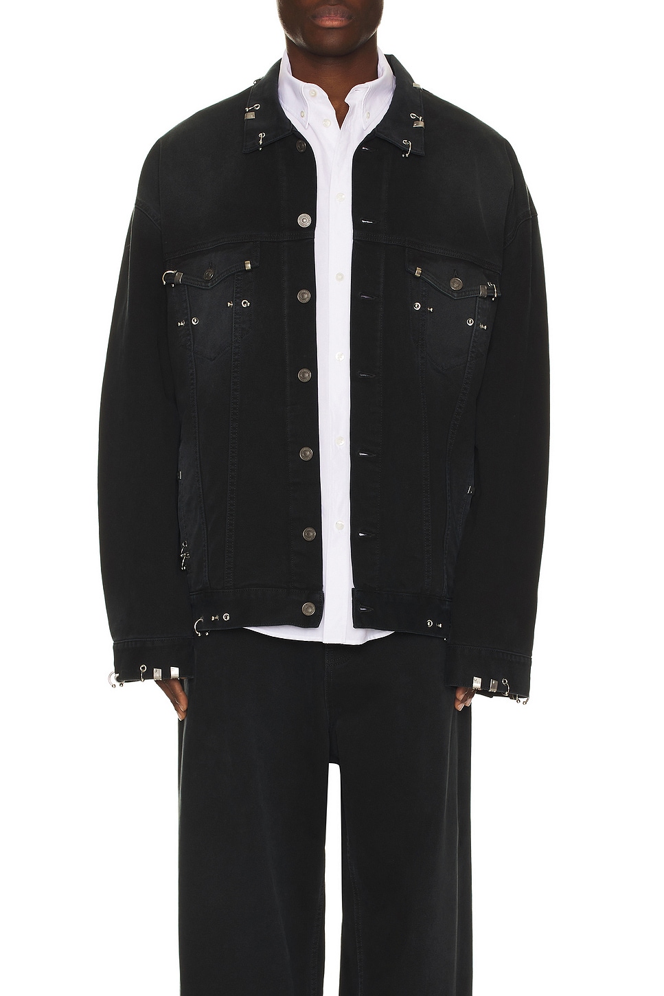 Balenciaga Pierced Jacket in Sunbleached Black | FWRD