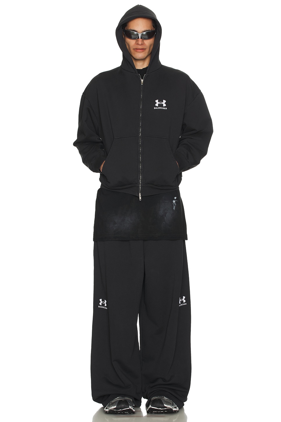 Image 1 of Balenciaga x Under Armour Baggy Sweatpants in Washed Black & White