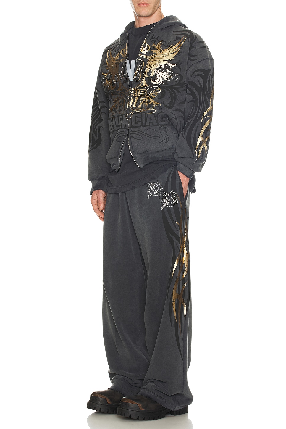 Image 1 of Balenciaga Baggy Sweatpants in Super Faded Wash Black