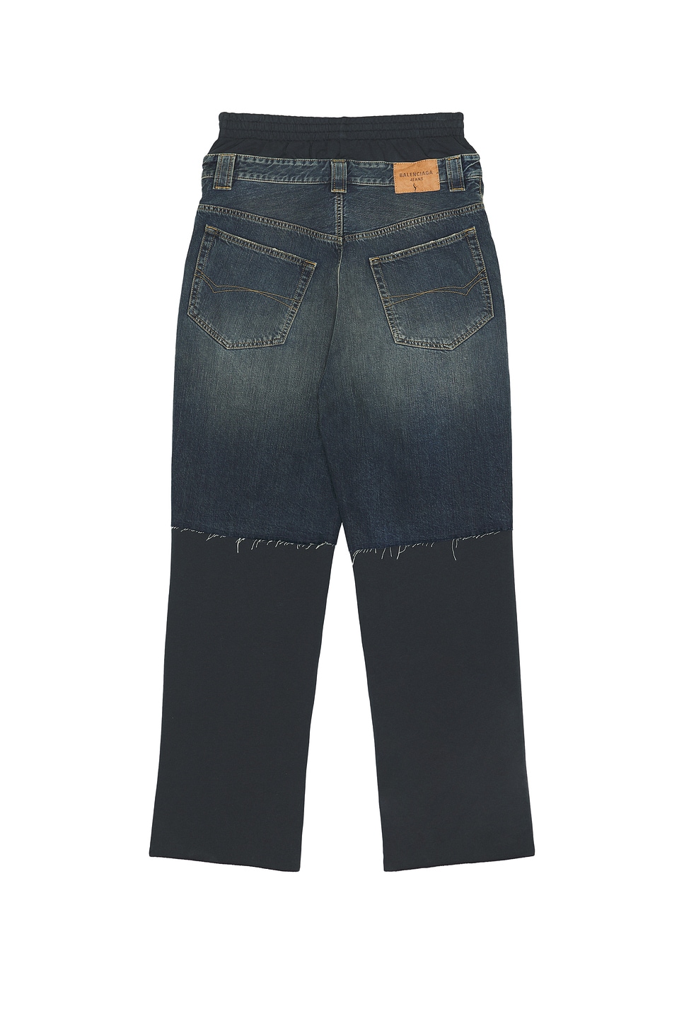 Balenciaga Denim Insert Joggers With Back Pocket In Blue