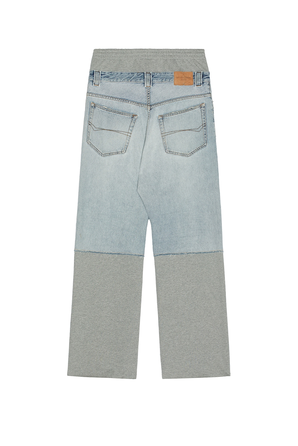 Balenciaga Men Light Blue Denim And Grey Fleece Trousers In Blue
