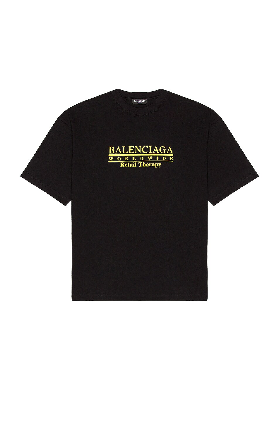 Image 1 of Balenciaga Print Medium Fit T-Shirt in Black & Yellow