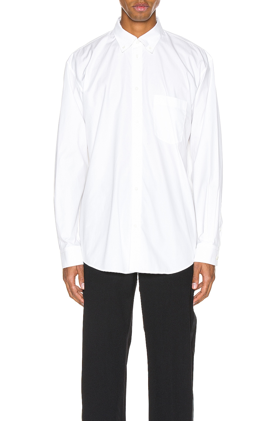Image 1 of Balenciaga Long Sleeve Logo Tab Shirt in White