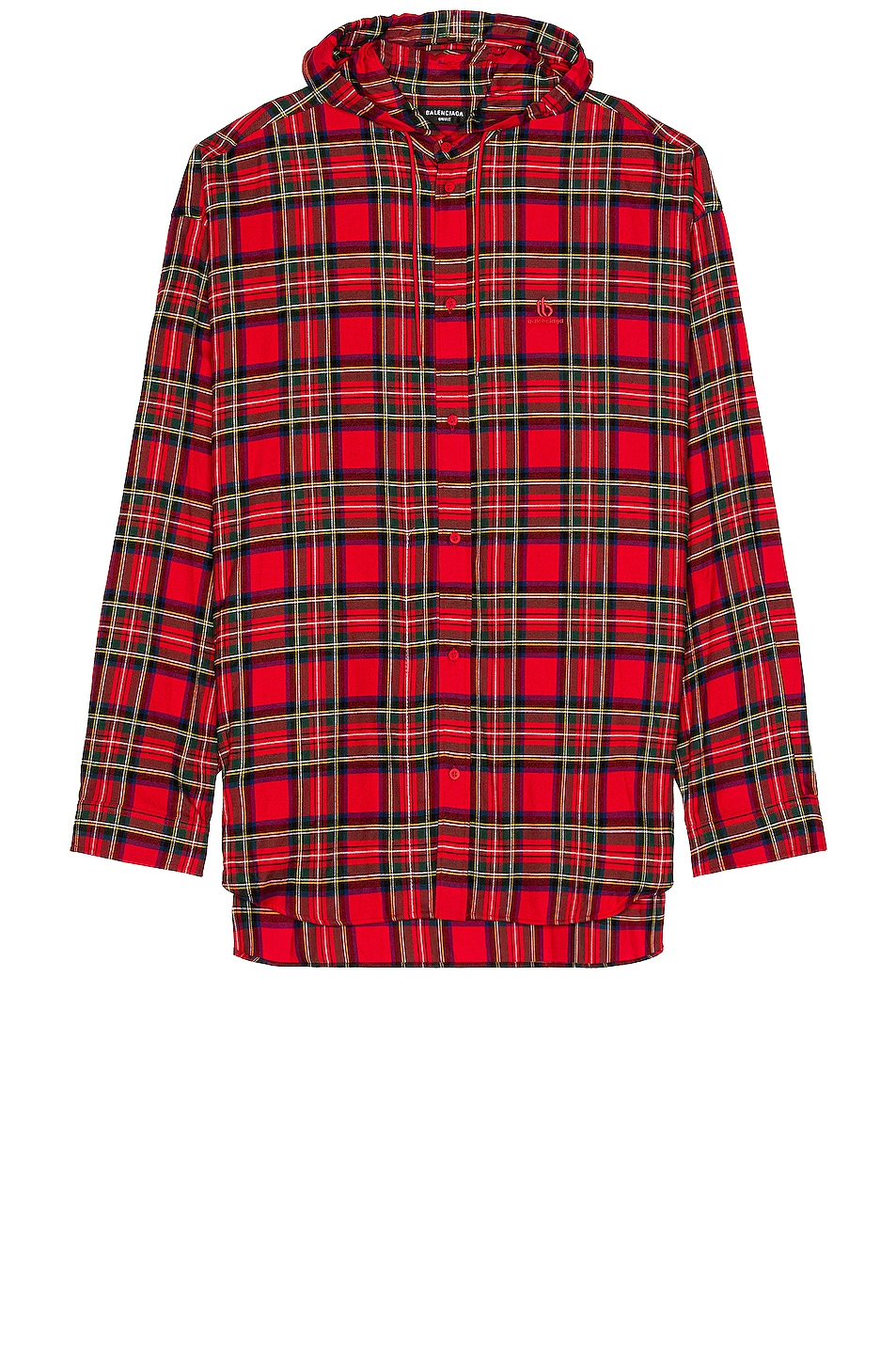 Image 1 of Balenciaga Hooded Flannel Shirt in Red