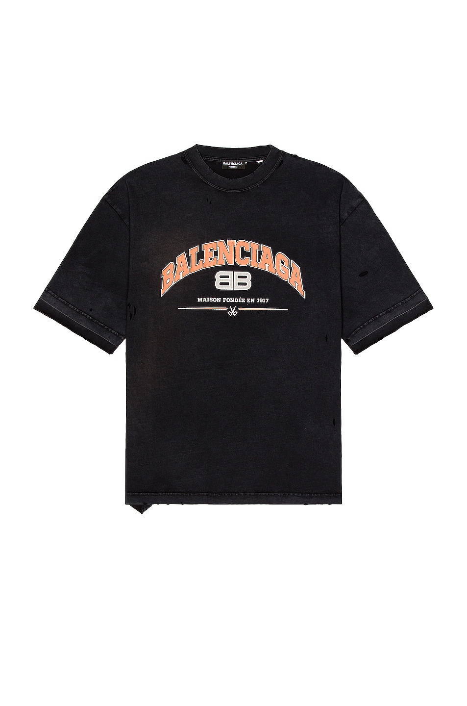 Image 1 of Balenciaga Maison Medium Fit T-Shirt in Black, Orange & White