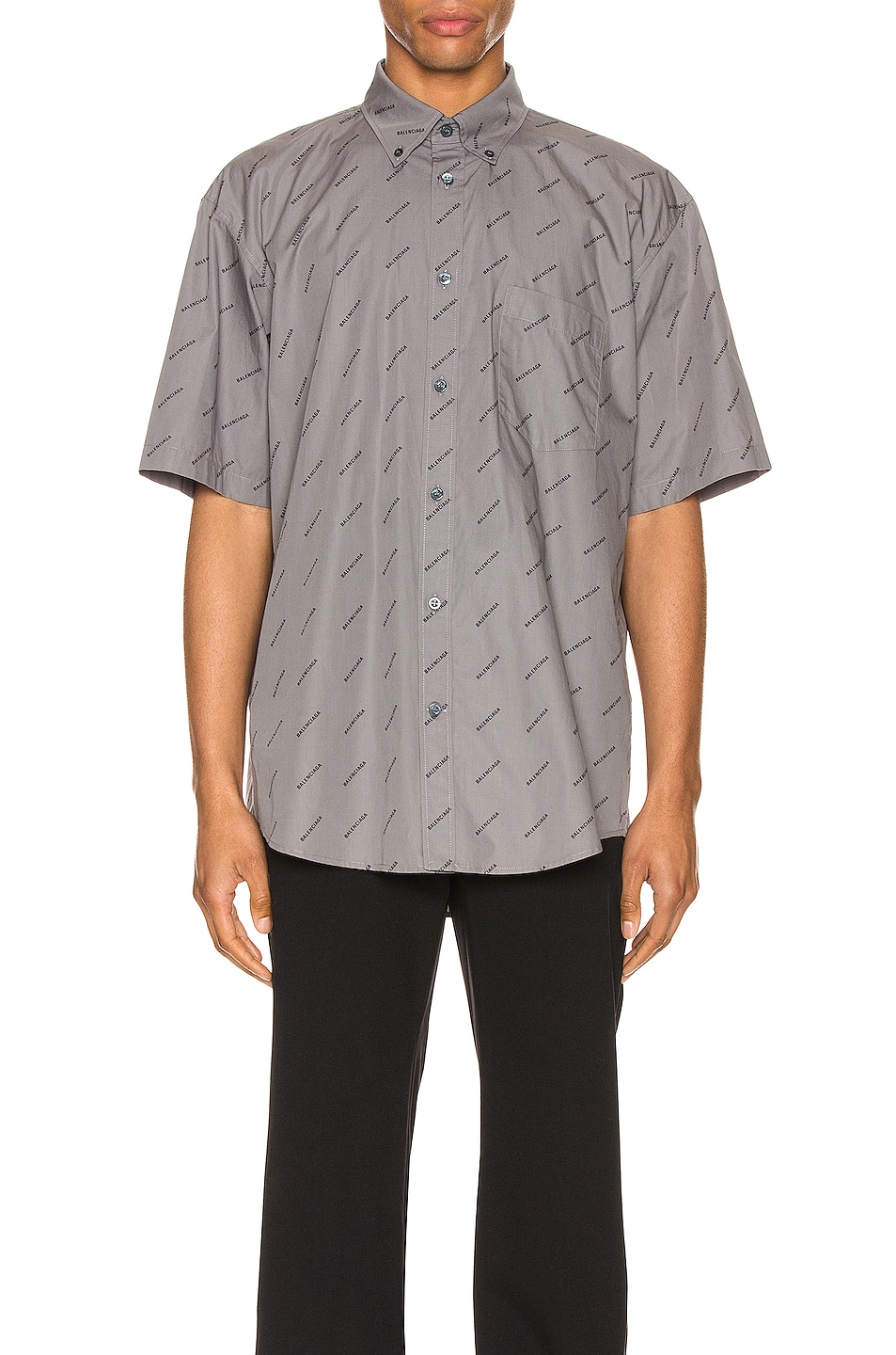 Image 1 of Balenciaga Short Sleeve Normal Fit Shirt in Grey & Black