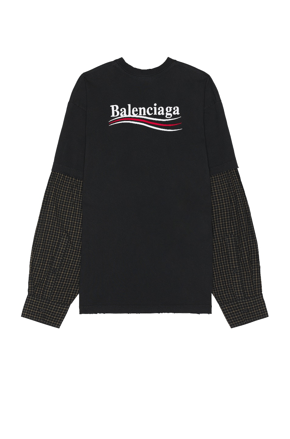 Image 1 of Balenciaga Layered T-shirt in Washed Black, Whte & Red