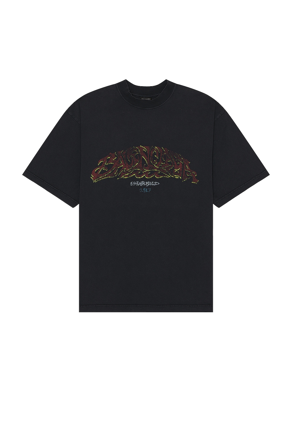 Image 1 of Balenciaga Medium Fit T-shirt in Faded Black & Red