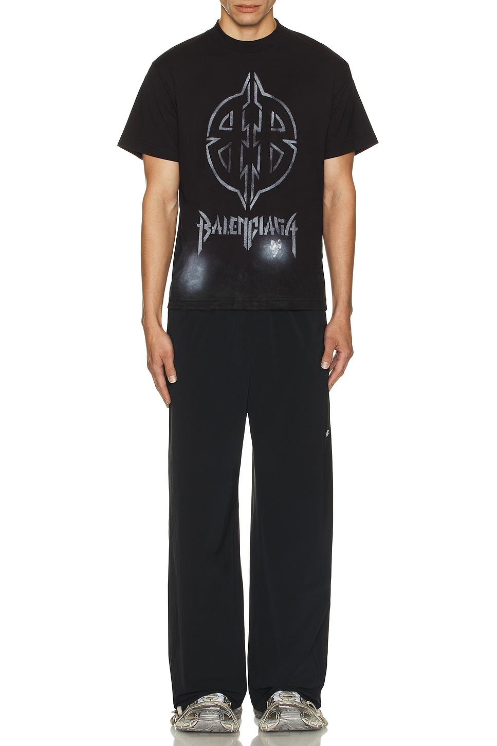 Image 1 of Balenciaga Small Fit T-Shirt in Washed Black & White
