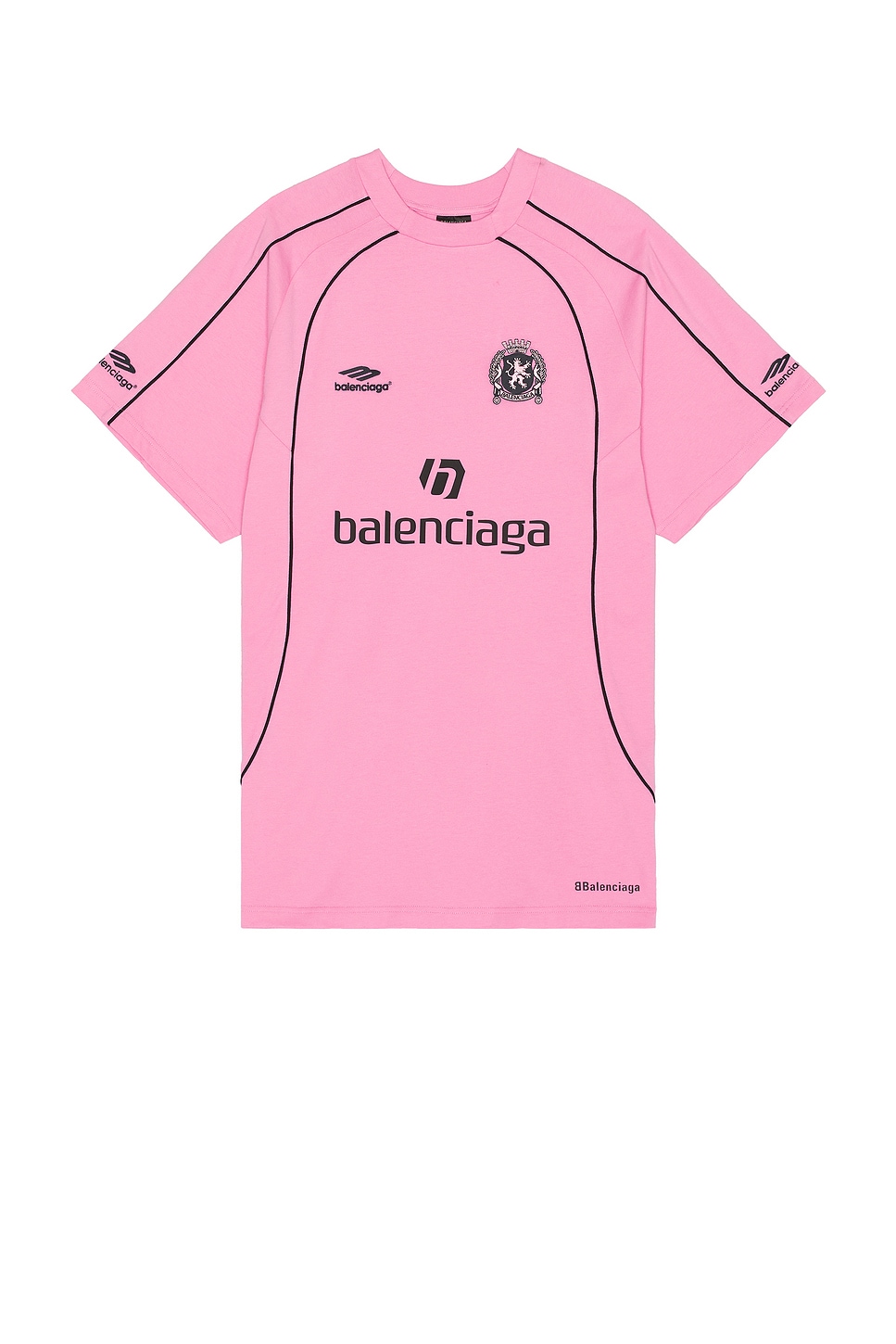 Shop Balenciaga Oversized Soccer T Shirt In Pink & Black