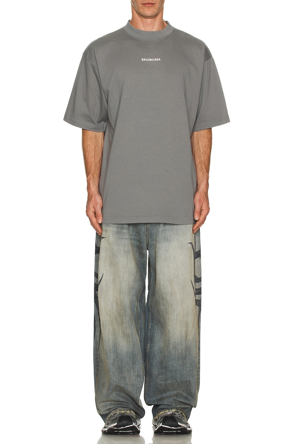 Image 1 of Balenciaga Medium Fit T-Shirt in Grey & Reflective