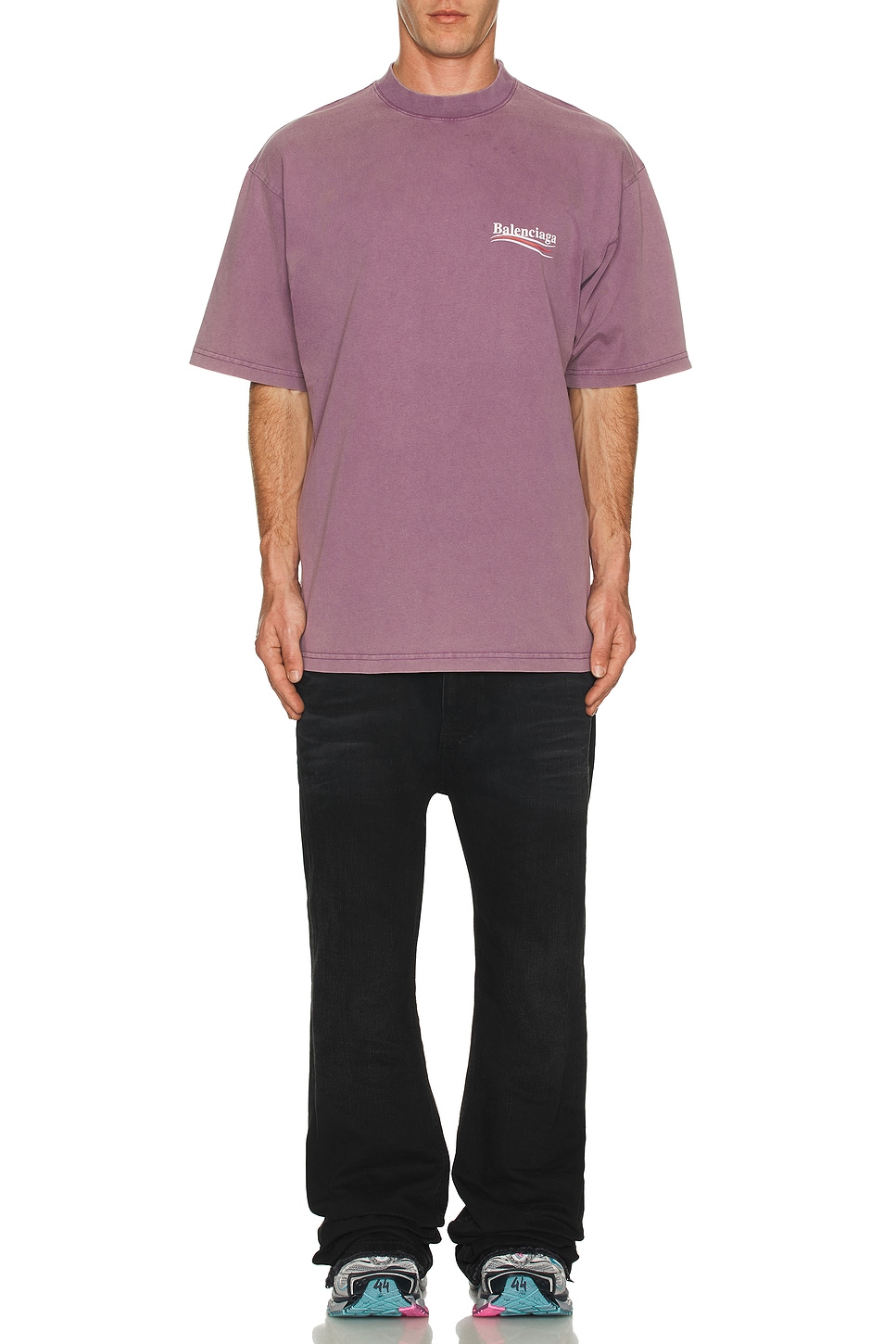 Image 1 of Balenciaga Medium Fit T-Shirt in Purple, White, & Red